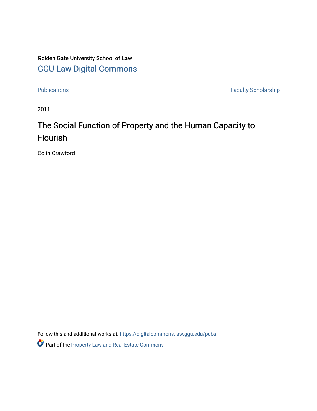 The Social Function of Property and the Human Capacity to Flourish