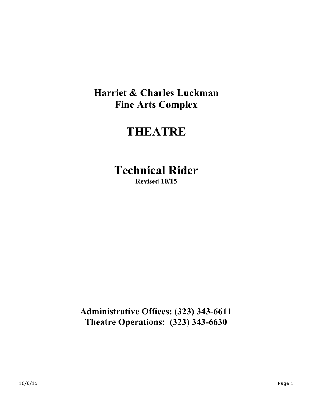 THEATRE Technical Rider