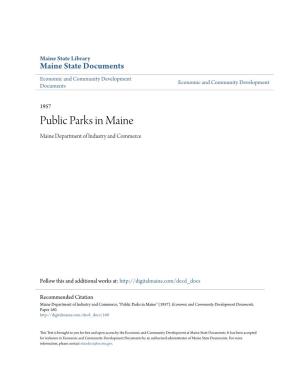 Public Parks in Maine Maine Department of Industry and Commerce