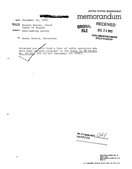 Memorandum DATE: December 24, 1992