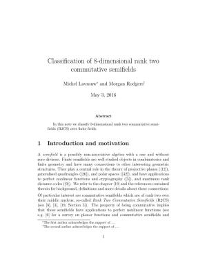 Classification of 8-Dimensional Rank Two Commutative Semifields