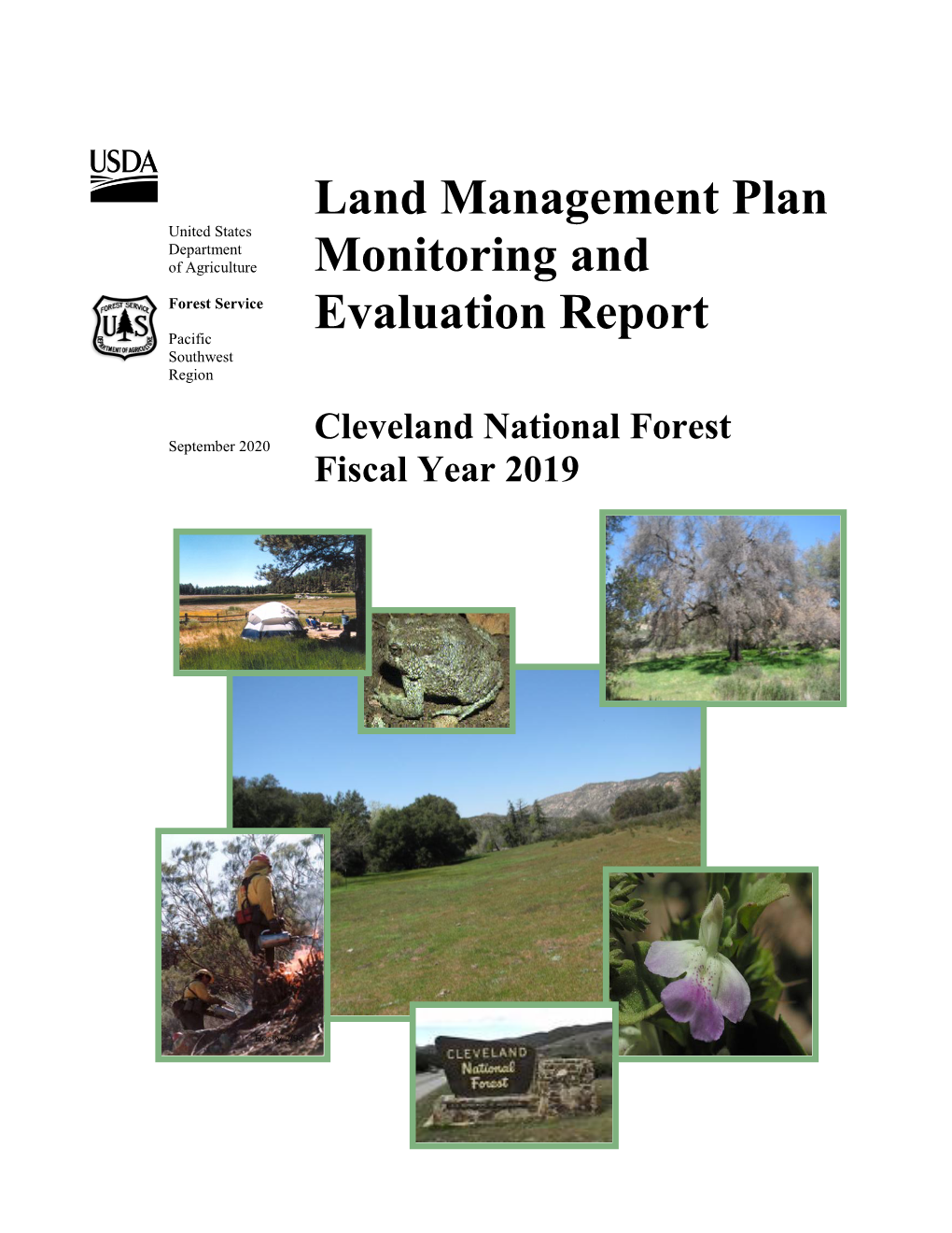Land Management Plan Monitoring and Evaluation Report Fiscal Year 2019