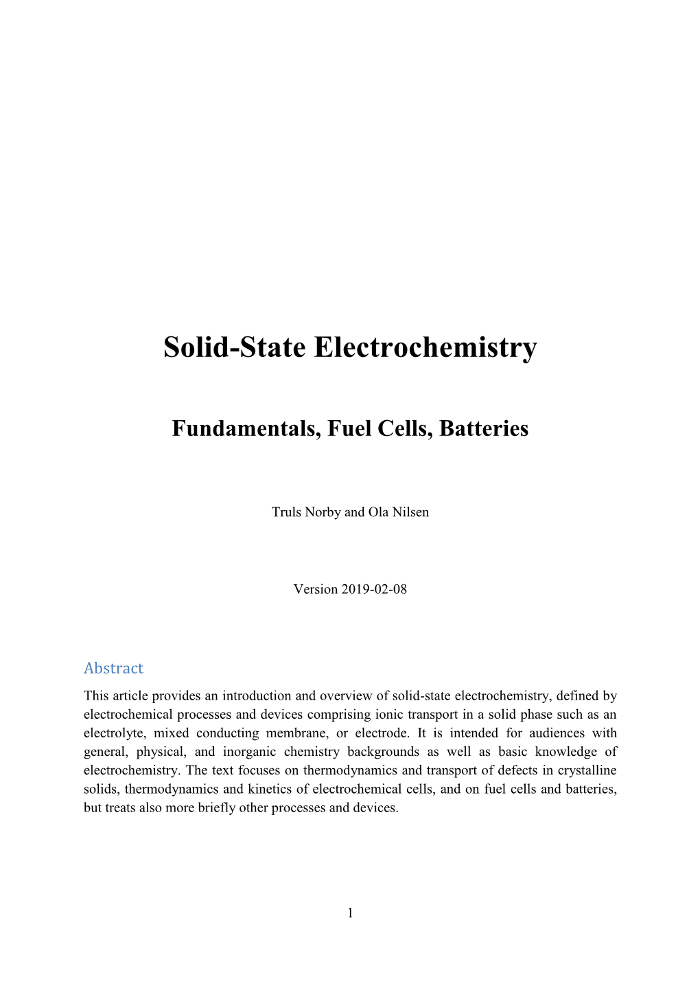 Solid-State Electrochemistry