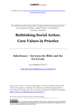 Rethinking Social Action. Core Values in Practice | RSACVP 2017 | 6-9 April 2017 | Suceava – Romania Rethinking Social Action