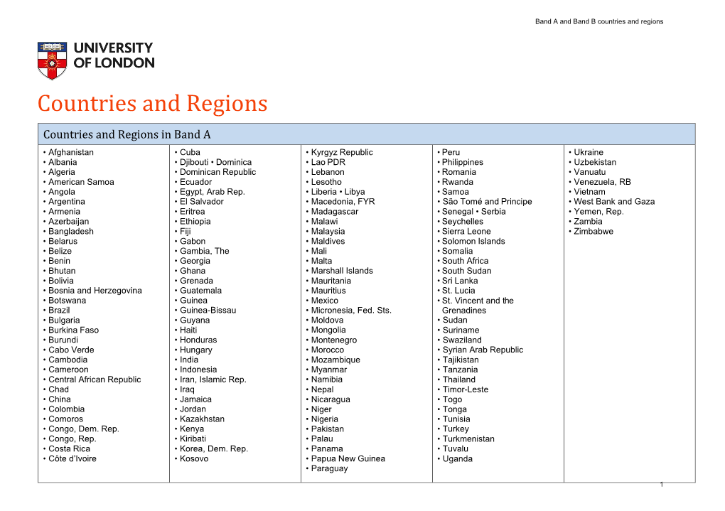 See The List Of Band A And B Countries [PDF] - DocsLib