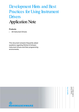 Development Hints and Best Practices for Using Instrument Drivers Application Note