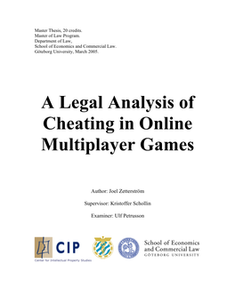 A Legal Analysis of Cheating in Online Multiplayer Games