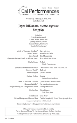 Joyce Didonato, Mezzo-Soprano Songplay