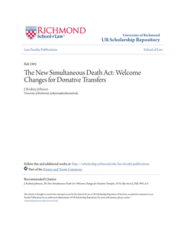 The New Simultaneous Death Act: Welcome Changes for Donative Transfers, 19 Va