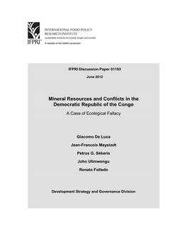 Mineral Resources and Conflicts in the Democratic Republic of the Congo a Case of Ecological Fallacy