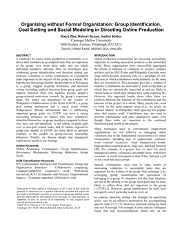 Group Identification, Goal Setting and Social Modeling in Directing Online