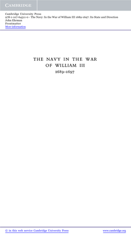 The Navy in the War of William Iii 1689-1697