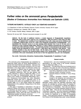 Further Notes on the Ammonoid Genus Parajaubertella (Studies of Cretaceous Ammonites from Hokkaido and Sakhalin-LXXX)