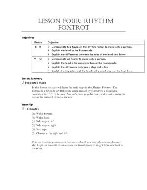 Lesson Four: Rhythm Foxtrot