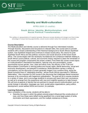 Identity and Multi-Culturalism – Syllabus