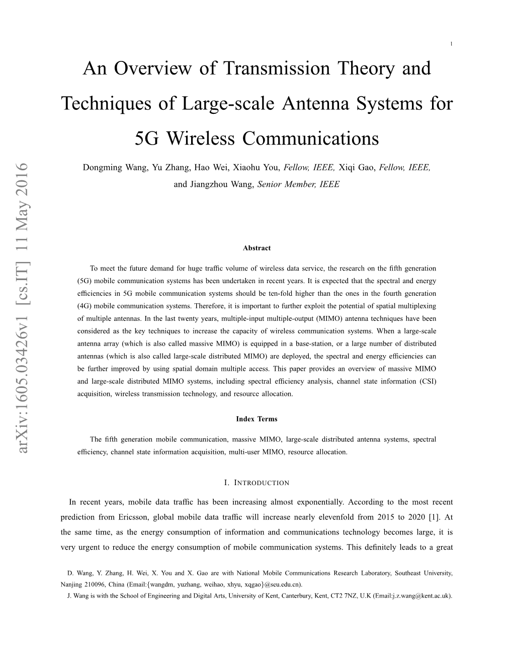 An Overview of Transmission Theory and Techniques of Large-Scale