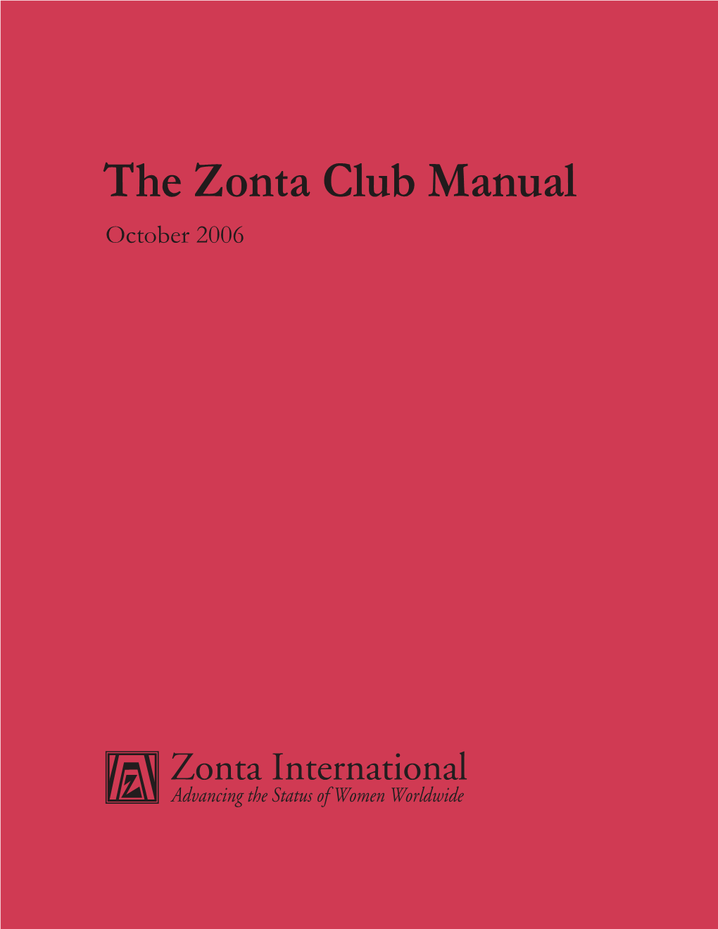 The Zonta Club Manual October 2006