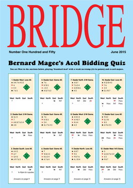 Bernard Magee's Acol Bidding Quiz