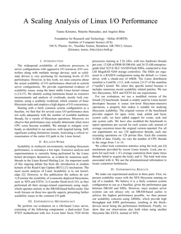 A Scaling Analysis of Linux I/O Performance