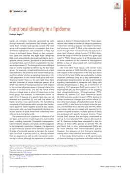 Functional Diversity in a Lipidome COMMENTARY