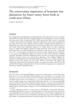 The Conservation Importance of Luxuriant Tree Plantations for Lower Storey Forest Birds in South-West Ghana