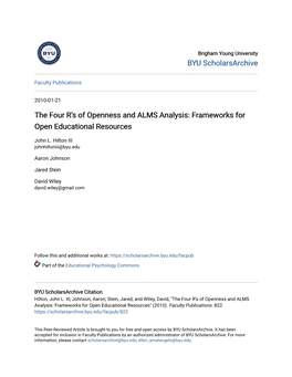 The Four R's of Openness and ALMS Analysis
