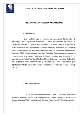 Associação Dos Magistrados Brasileiros 1 Relatório