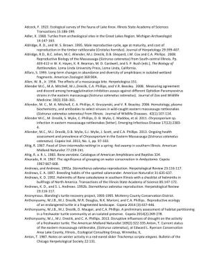 List of Illinois Herpetology Literature