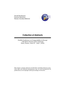 Collection of Abstracts