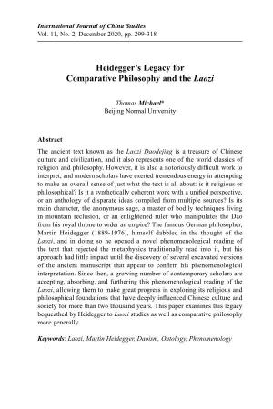 Heidegger's Legacy for Comparative Philosophy and the Laozi
