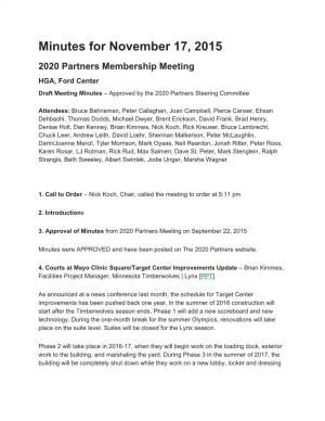 Meeting Minutes – Approved by the 2020 Partners Steering Committee ​