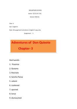 Adventures of Don Quixote Chapter- 3
