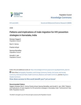 Patterns and Implications of Male Migration for HIV Prevention Strategies in Karnataka, India