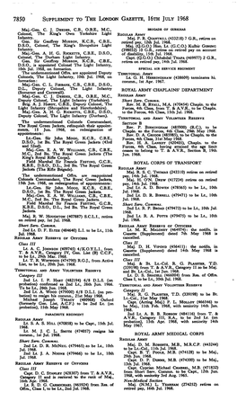 7850 Supplement to the London Gazette, 16Th July 1968