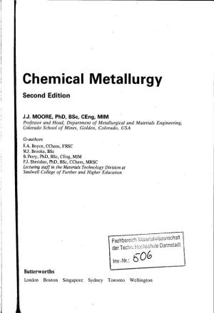 Chemical Metallurgy Second Edition
