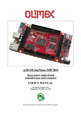 A20-Olinuxino-MICRO Open-Source Single-Board Android/ Linux Mini-Computer USER’S MANUAL