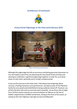 Archdiocese of Southwark Purley Parish Pilgrimage to the Holy Land