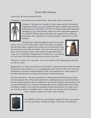 Doctor Who Glossary