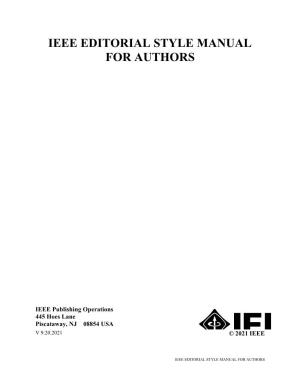 Ieee Editorial Style Manual for Authors