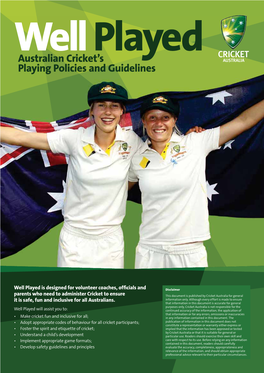 Australian Cricket's Playing Policies and Guidelines