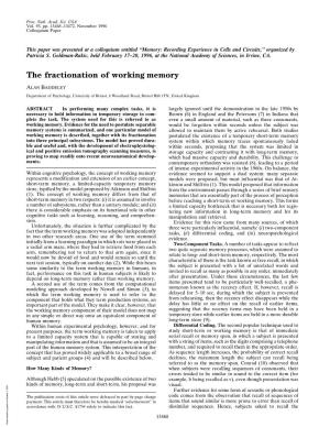 The Fractionation of Working Memory