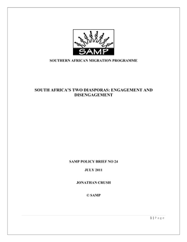 No.24: South Africa's Two Diasporas: Engagement and Disengagement, 2011