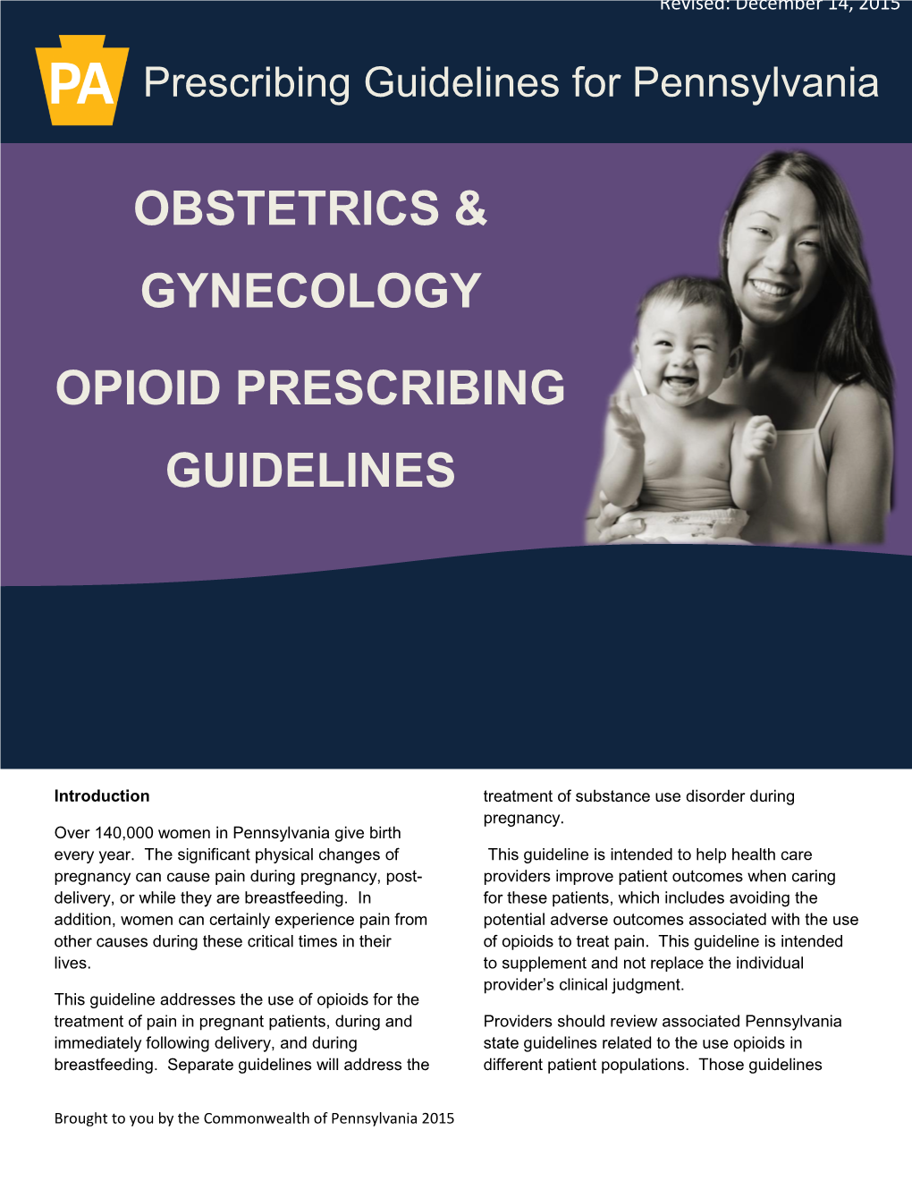 Obstetrics & Gynecology Opioid Prescribing Guidelines