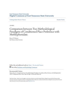Comparison Between Two Methodological Paradigms of Conditioned Place Preference with Methlyphenidate