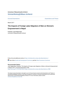 The Impacts of Foreign Labor Migration of Men on Women's Empowerment in Nepal