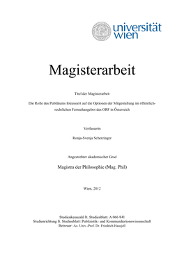 Magisterarbeit