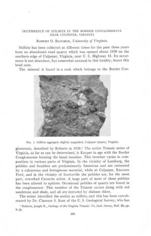 Occurrence of Stilbite in the Border Conglomerate Near