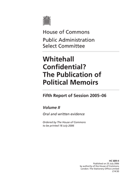 The Publication of Political Memoirs