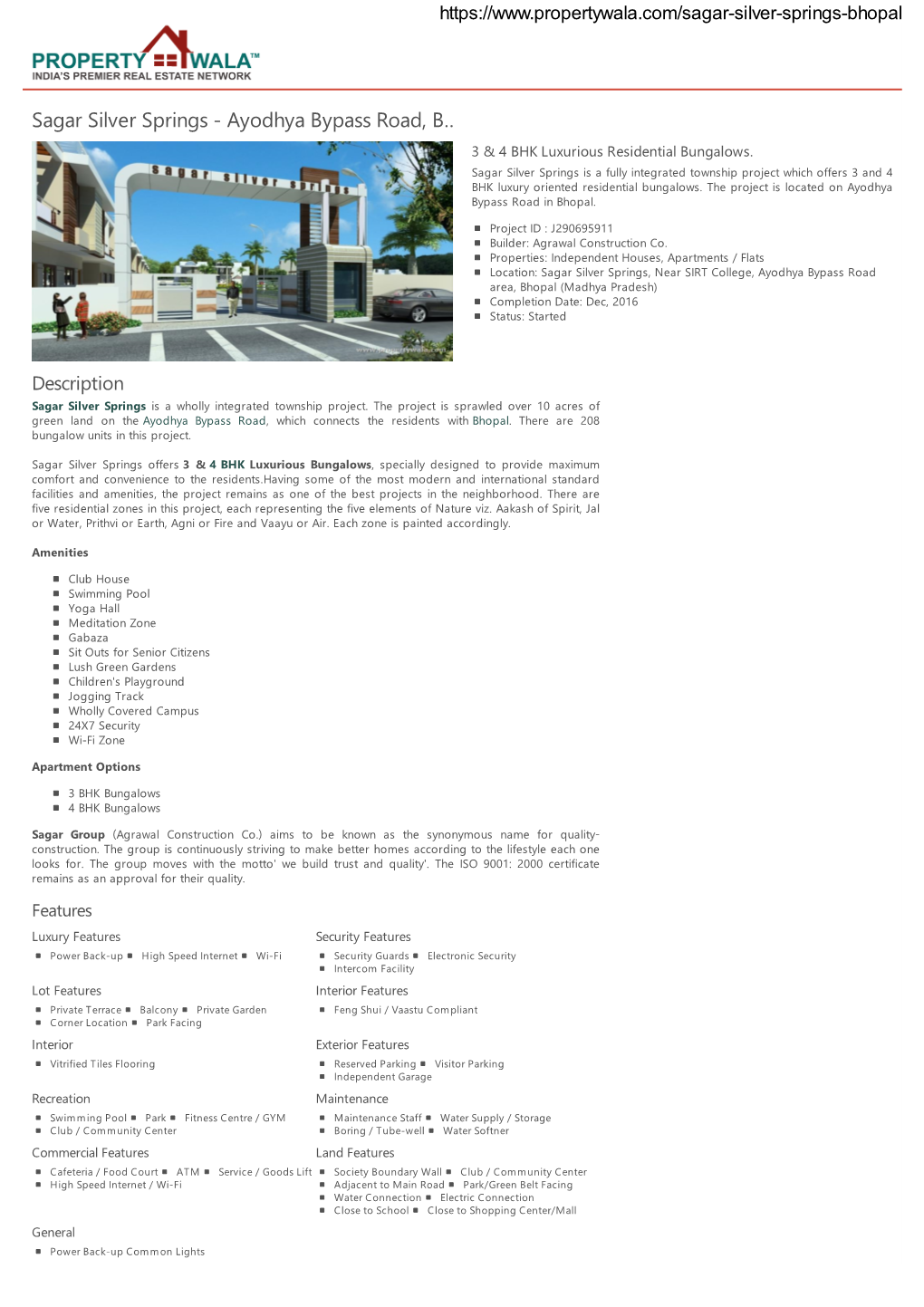 Sagar Silver Springs - Ayodhya Bypass Road, B… 3 & 4 BHK Luxurious Residential Bungalows