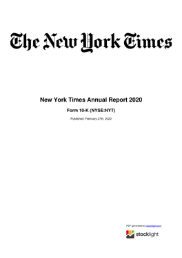New York Times Annual Report 2020